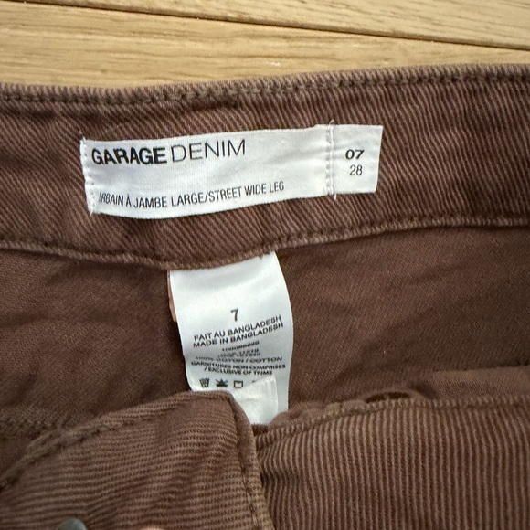 Garage Denim Wide Leg Chocolate Brown Denim Pants - Picture 8 of 13